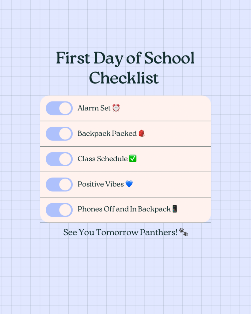 First Day of School checklist