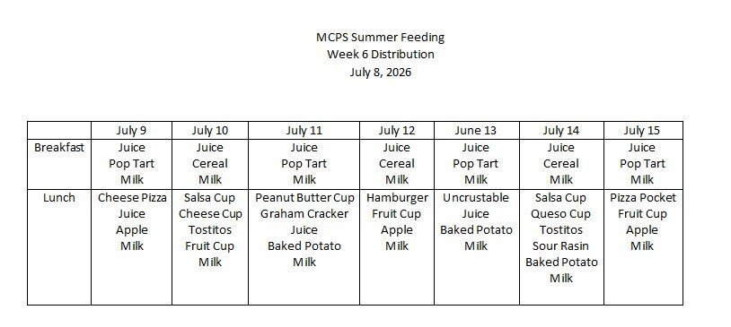 week 6 menu