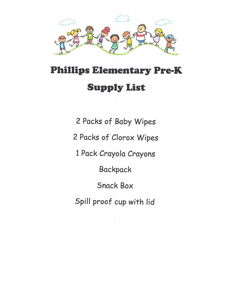 Pre K Supply List