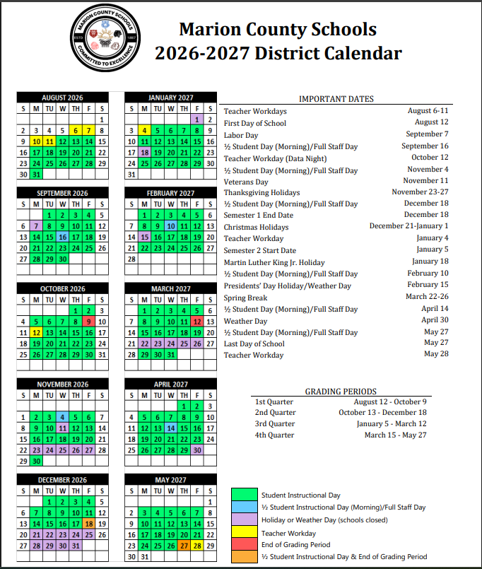 2026-2027 District Calendar