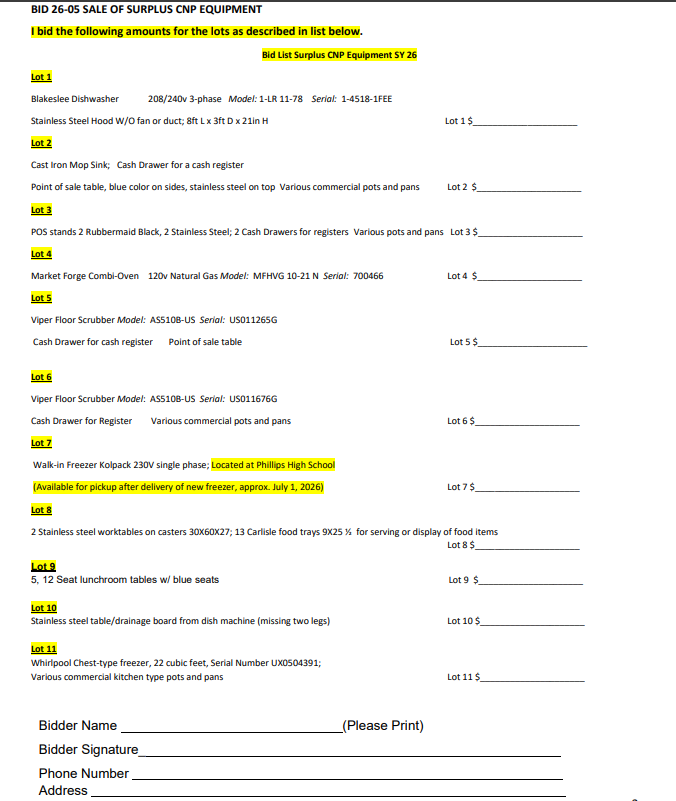 Invitation to Bid