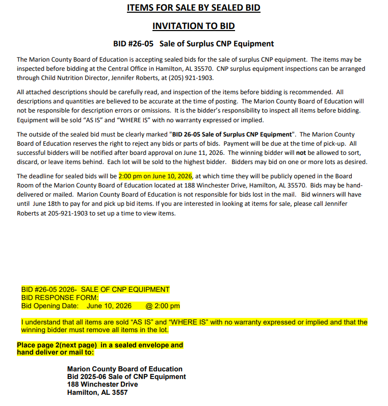 Invitation to Bid