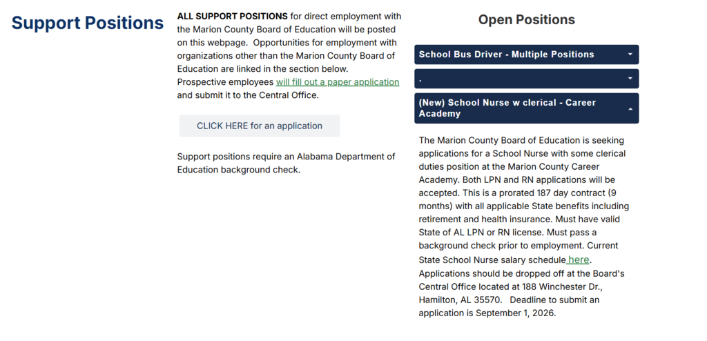 Support Position Available
