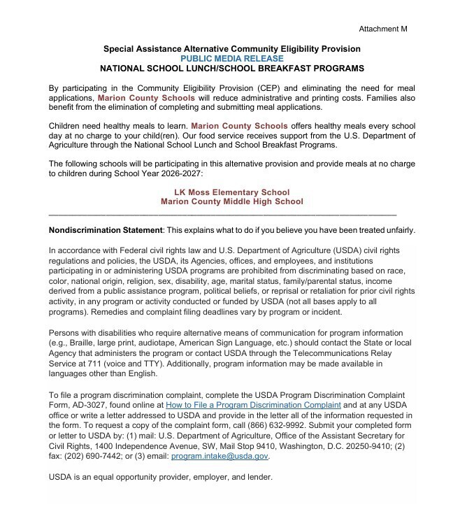 Public Media Release School Lunch Program