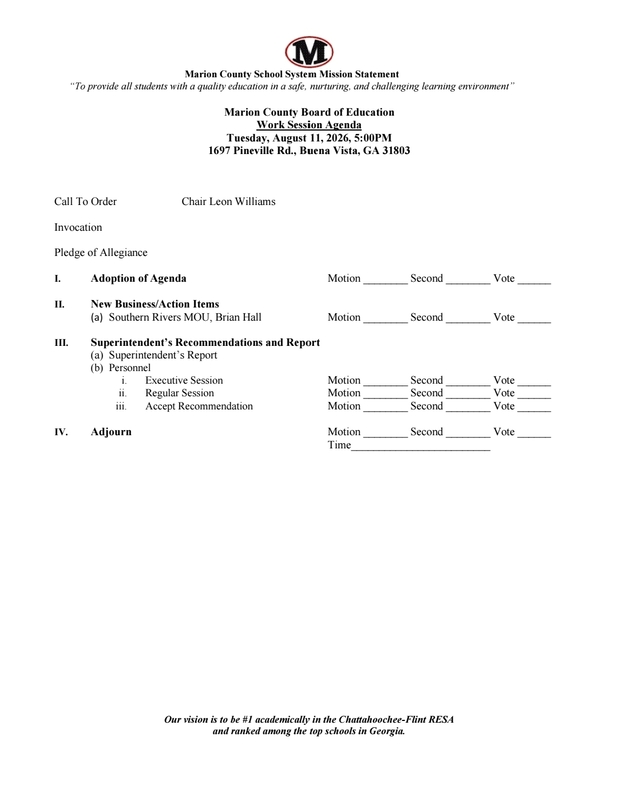 Work Session Agenda 8-11-26