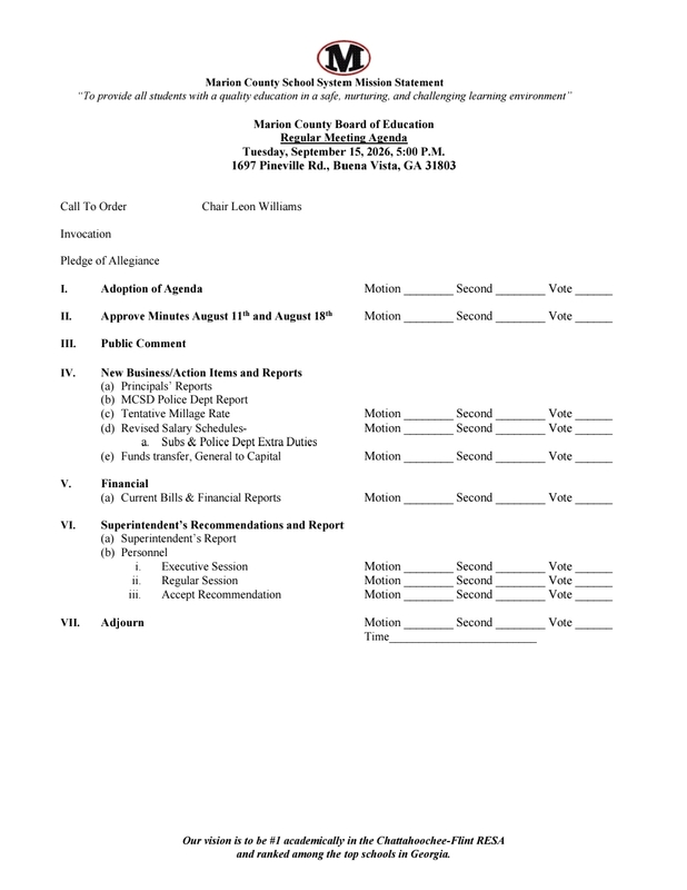 Board Meeting  agenda