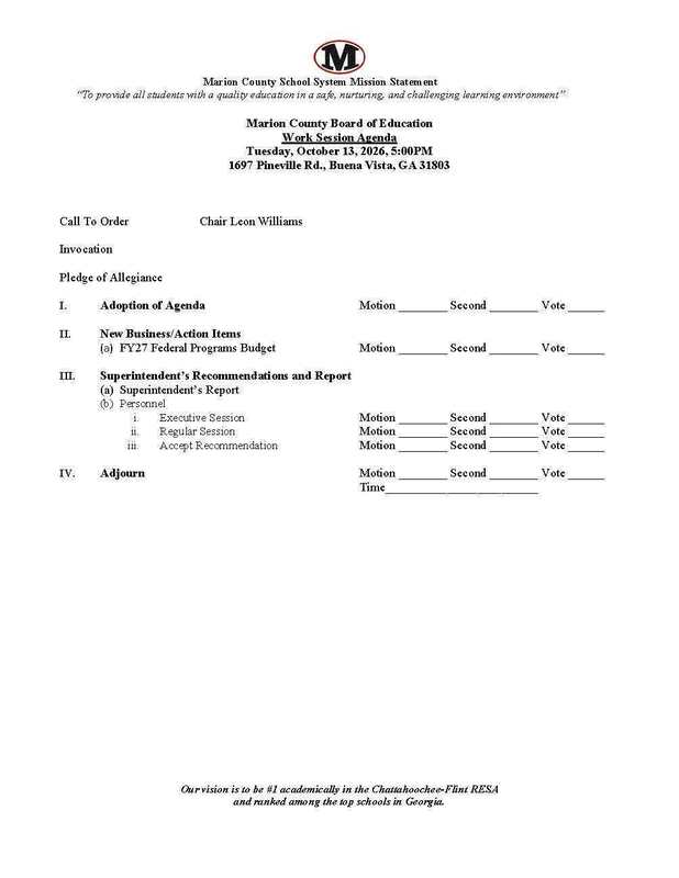 Work Session Agenda 10-13-26