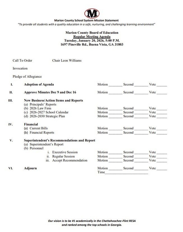 Regular Meeting Agenda