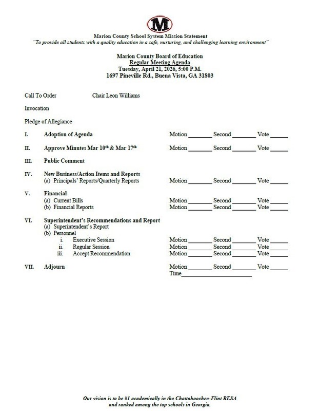 Regular Meeting Agenda 42126
