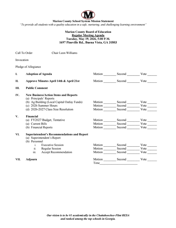 Regular Meeting Agenda 