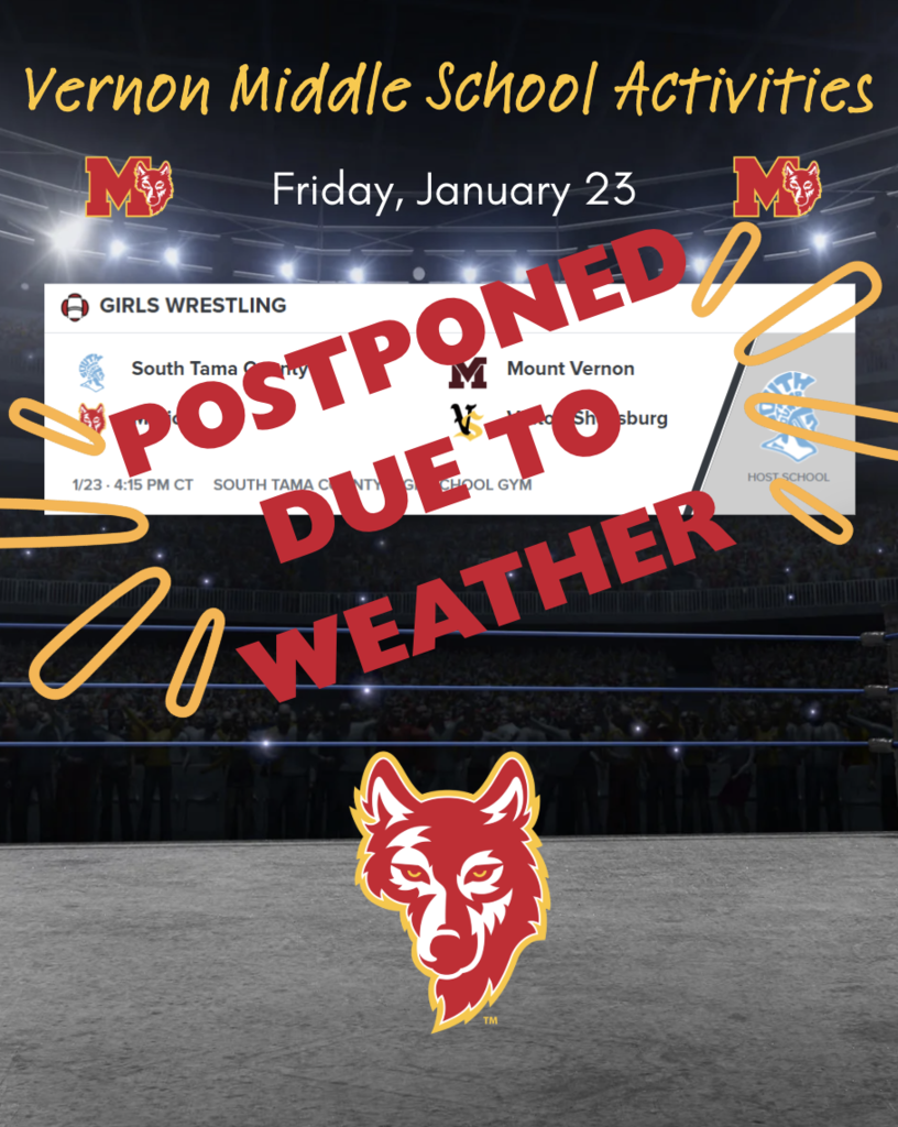 VMS Girls Wrestling 1/23 Postponed Due to Weather