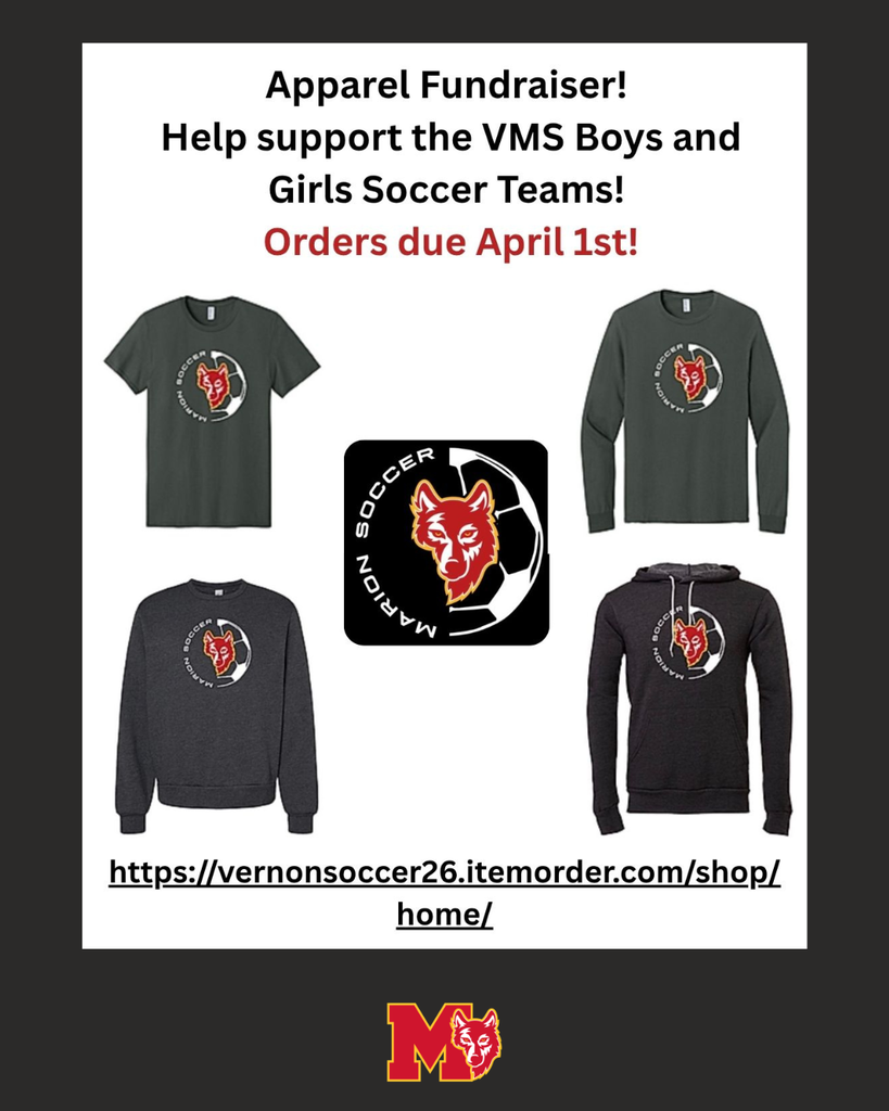 VMS Soccer Apparel Orders Due Tonight, April 1st