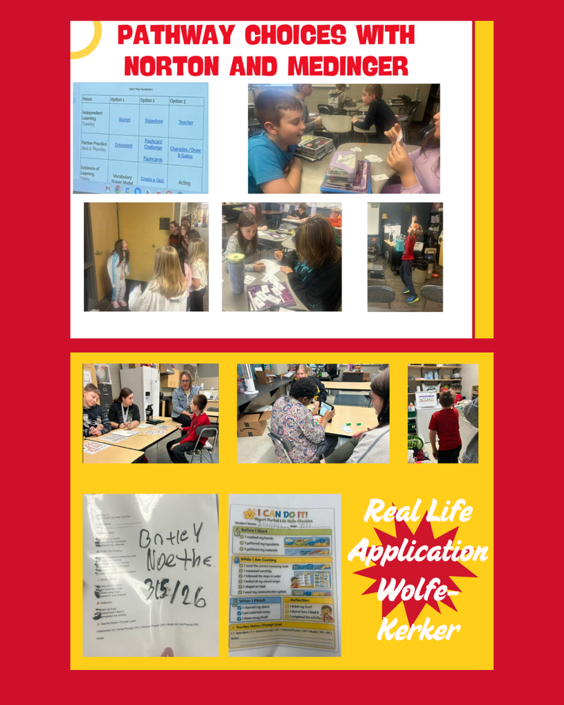 Students working on classroom assignments with Pathway Choices and Real Life Application