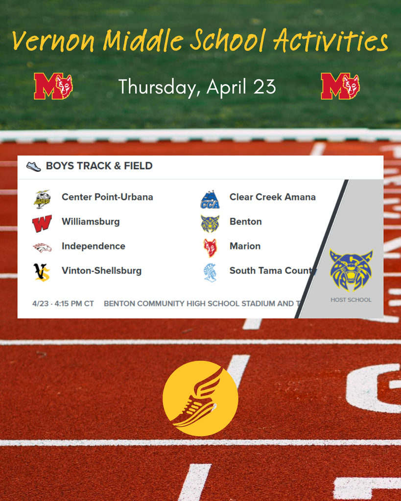VMS Boys Track and Field 4/23 at 4:15 pm - Benton High School Stadium