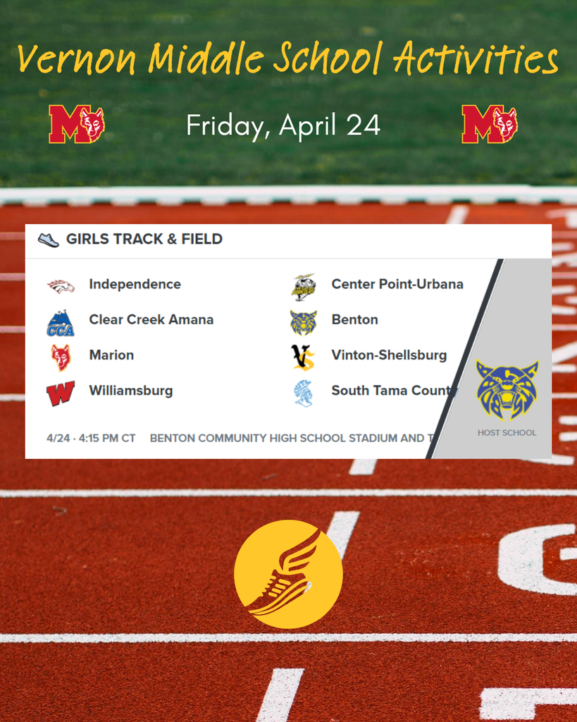 VMS Girls Track & Field 4/24 - 4:15 pm at Benton HS Stadium