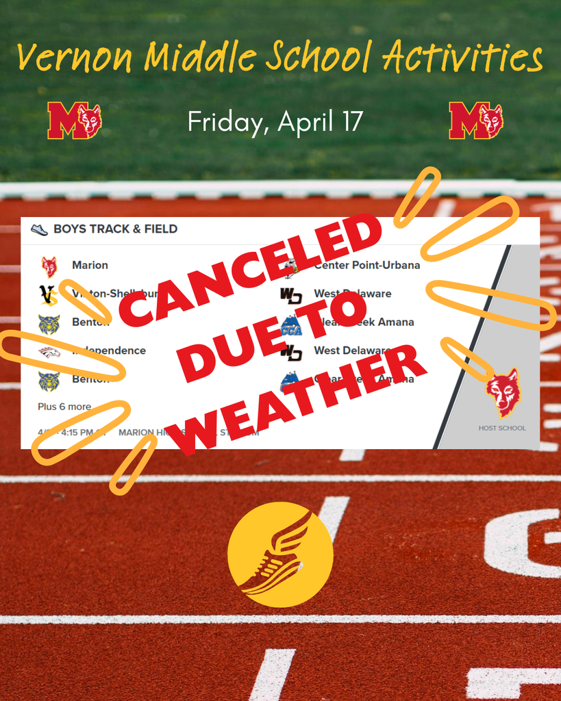 Boys 4/17 Track Meet Canceled due to weather.