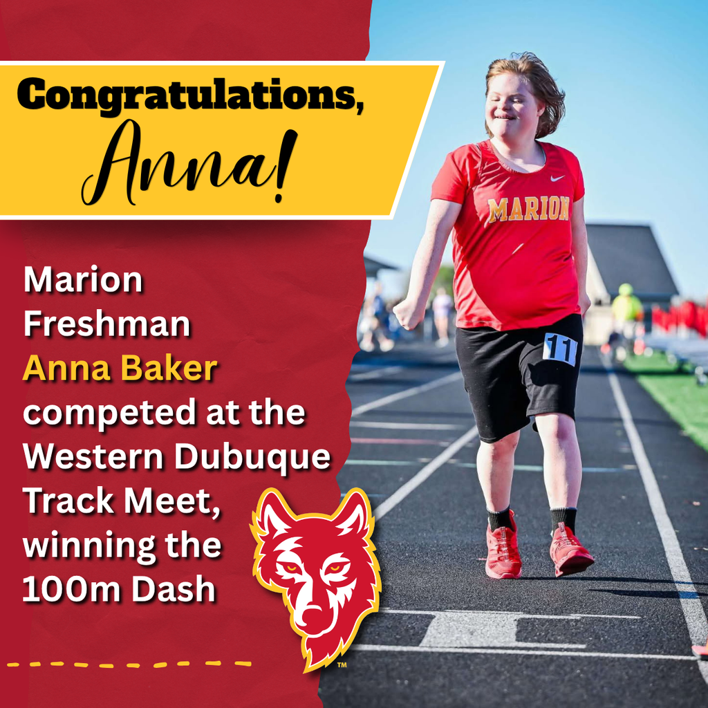 Anna Baker wins 100m Dash  at Western Dubuque Track Meet