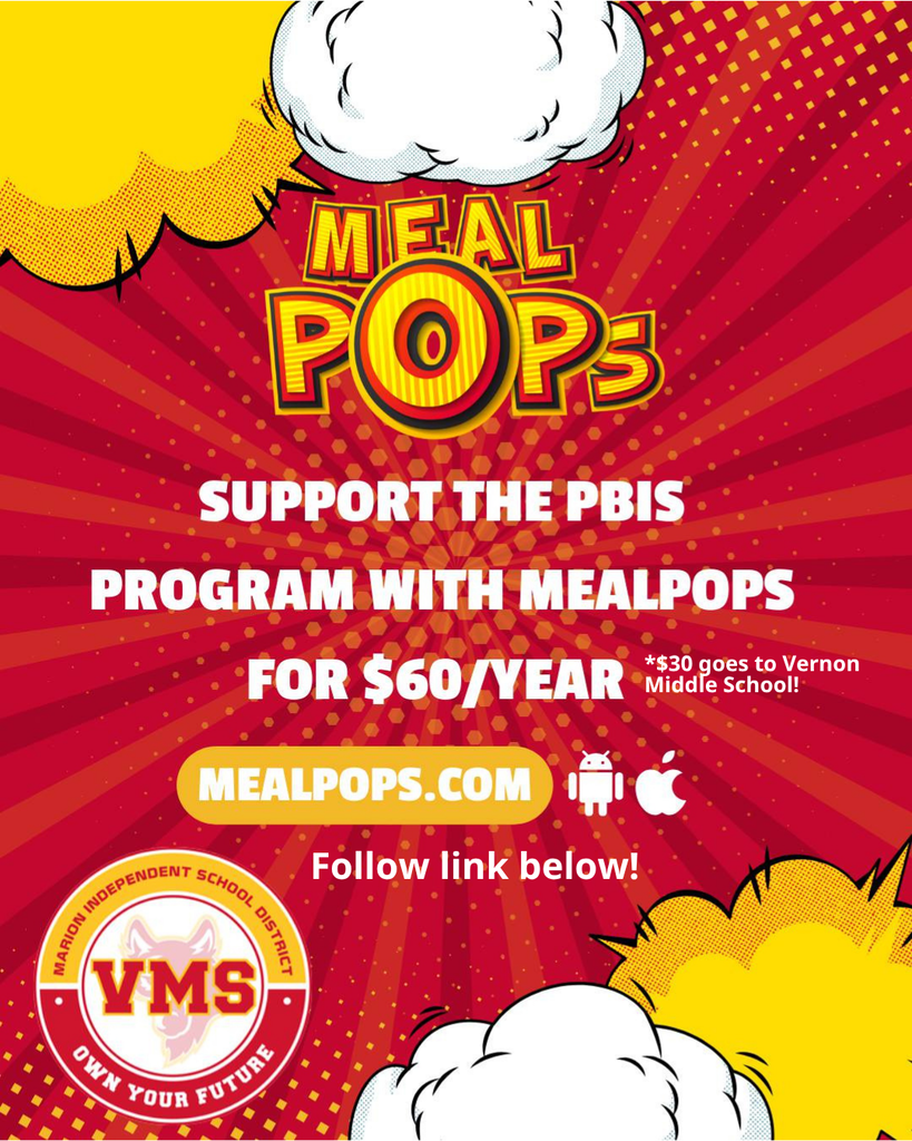 Meal POPs Support the PBIS Program for $60 per year at mealpops.com