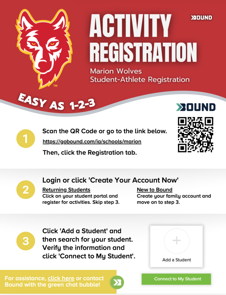 Activity Registration at https://gobound.com/ia/schools/marion
