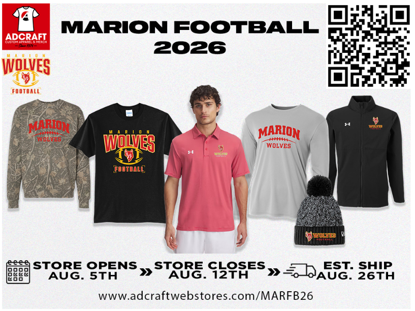 Marion Football Gear - Store opens August 5th and Closes August 12th