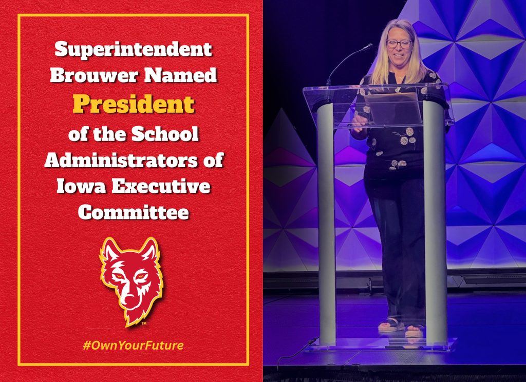 Superintendent Brower gives a speech to the School Administrators of Iowa