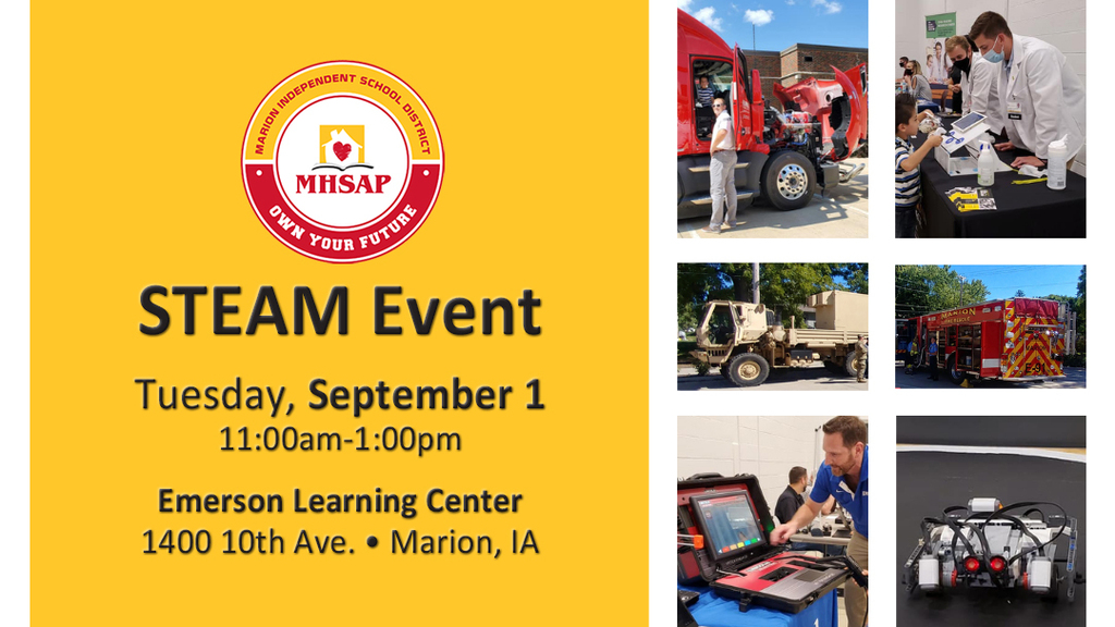 MHSAP STEAM Event Tuesday, September 1 at MHSAP in Marion