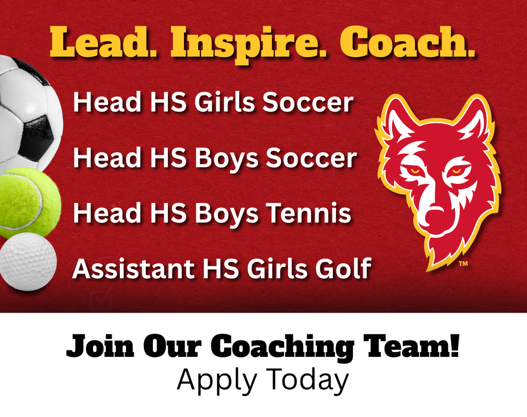 Coaching openings head girls soccer, had boys soccer, head boys tennis, assistant high school girls golf