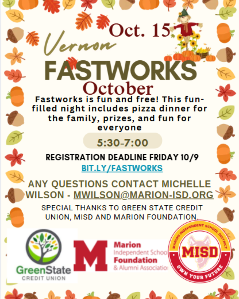 VMS FASTWORKS is October 15th with fun and free activities for the whole family!