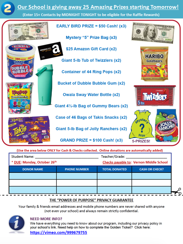 VMS Fundraiser and Prizes