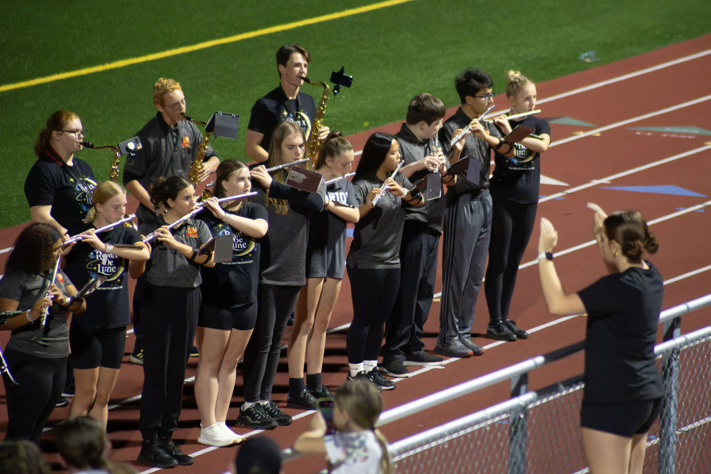 VMS 8th Grade Band performing with MHS Marching Band at MHS Football Game