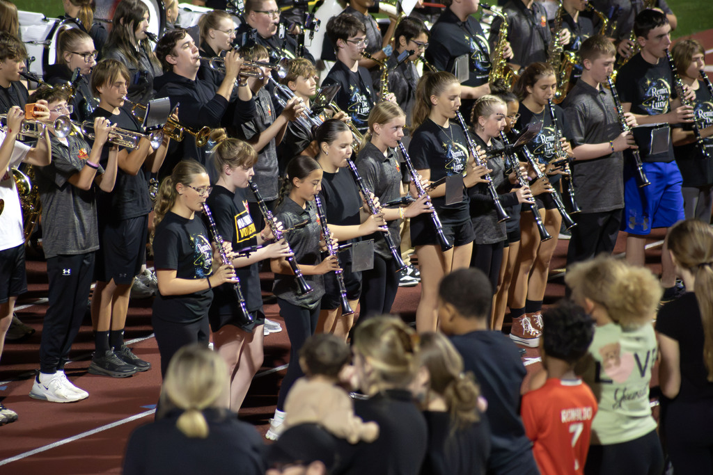 VMS 8th Grade Band performing with MHS Marching Band at MHS Football Game