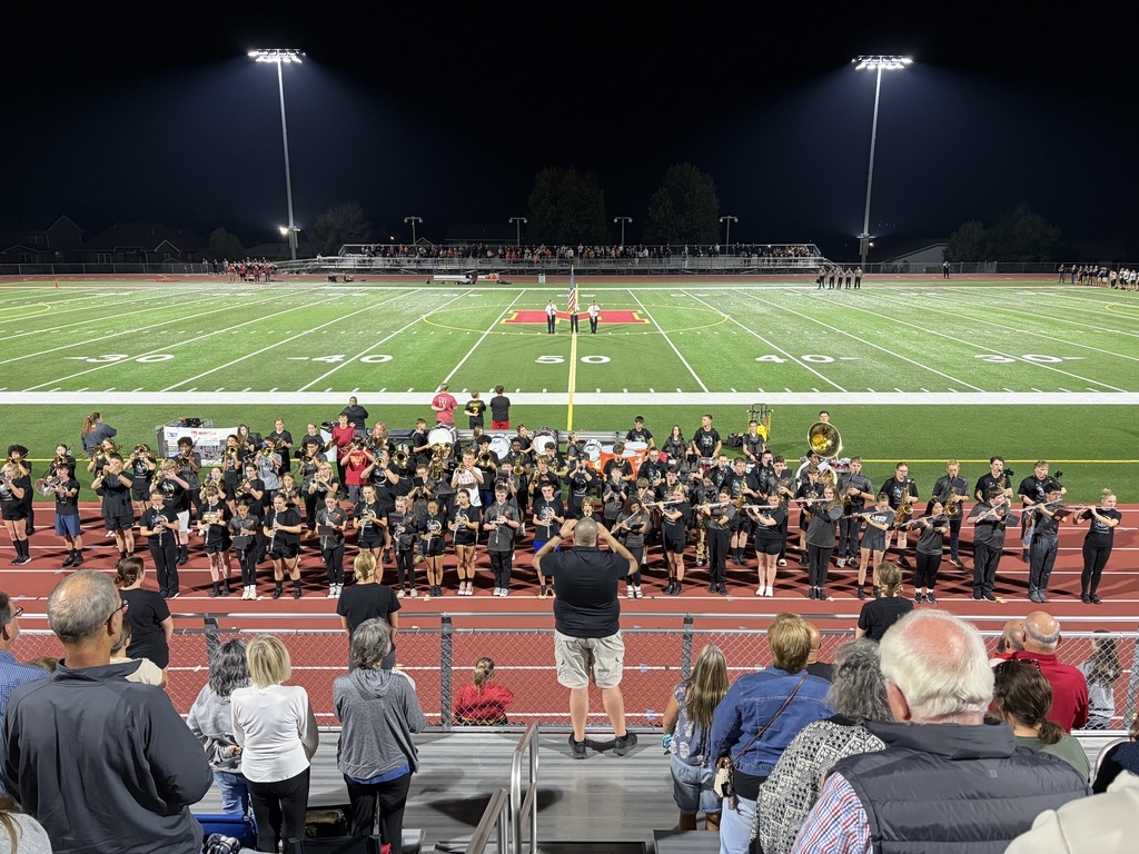 VMS 8th Grade Band performing with MHS Marching Band at MHS Football Game