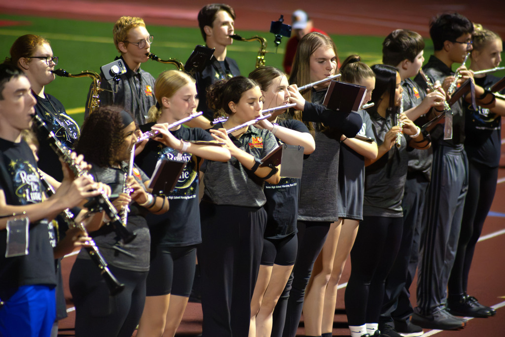 VMS 8th Grade Band performing with MHS Marching Band at MHS Football Game