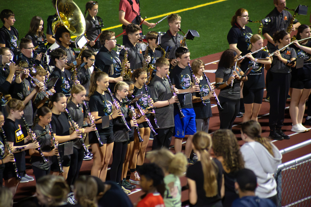 VMS 8th Grade Band performing with MHS Marching Band at MHS Football Game