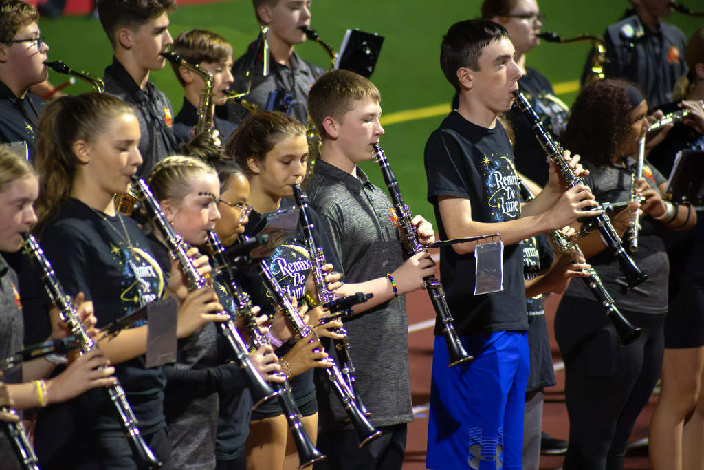 VMS 8th Grade Band performing with MHS Marching Band at MHS Football Game