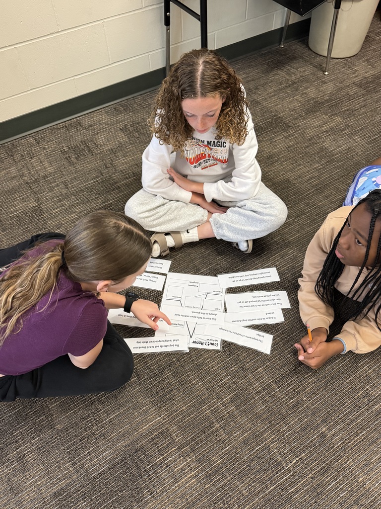 Students working on literacy sorting activity.