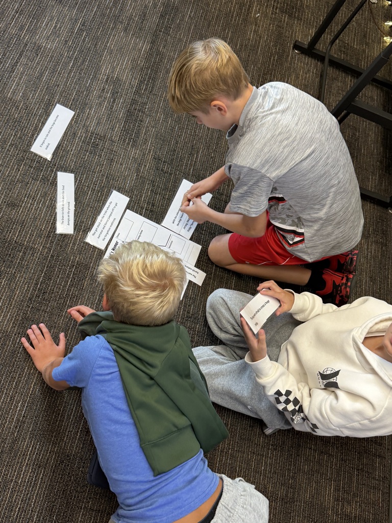 Students working on literacy sorting activity.