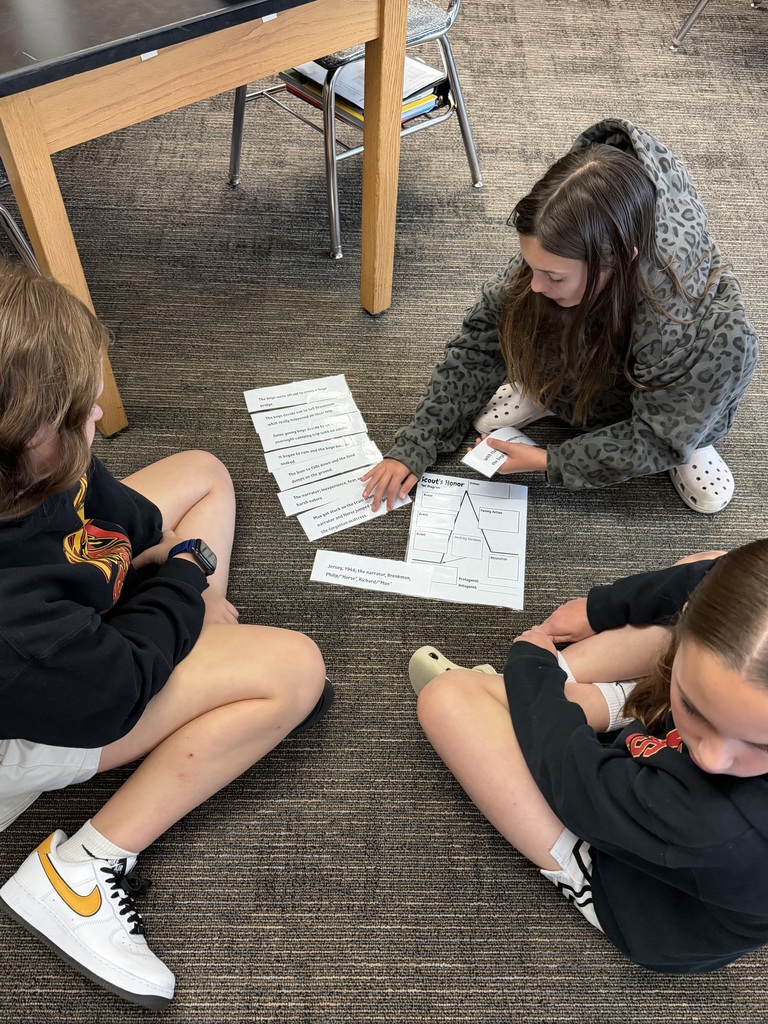 Students working on literacy sorting activity.