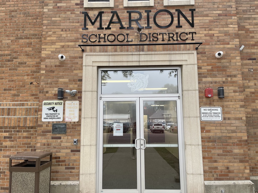 The new "Marion School District" sign.