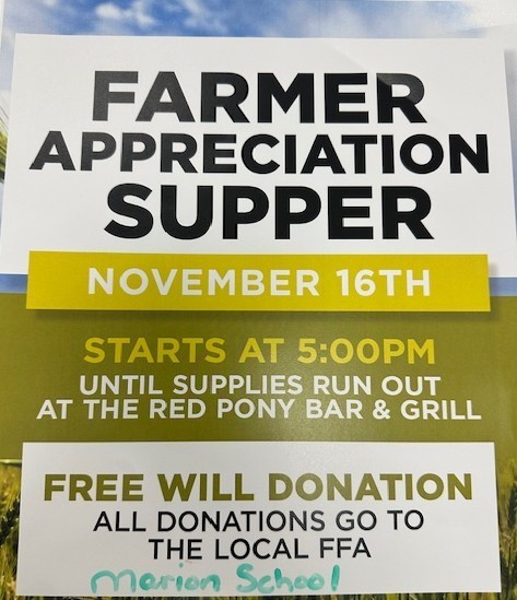 Farmer Appreciation Supper At the Red Pony, 11/16