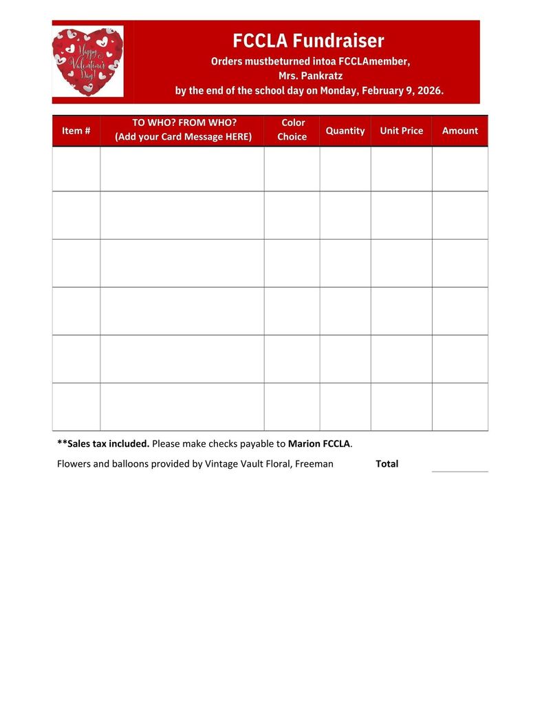 FCCLA VDay Fundraiser 