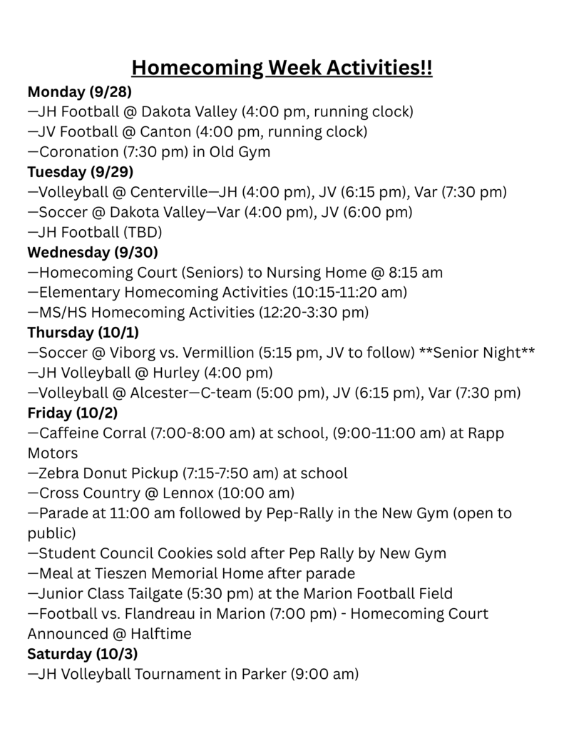 Homecoming Activities