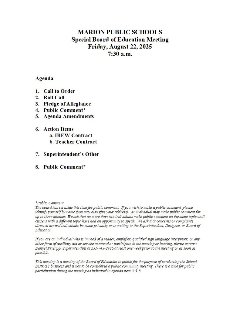 School Board Meeting Information