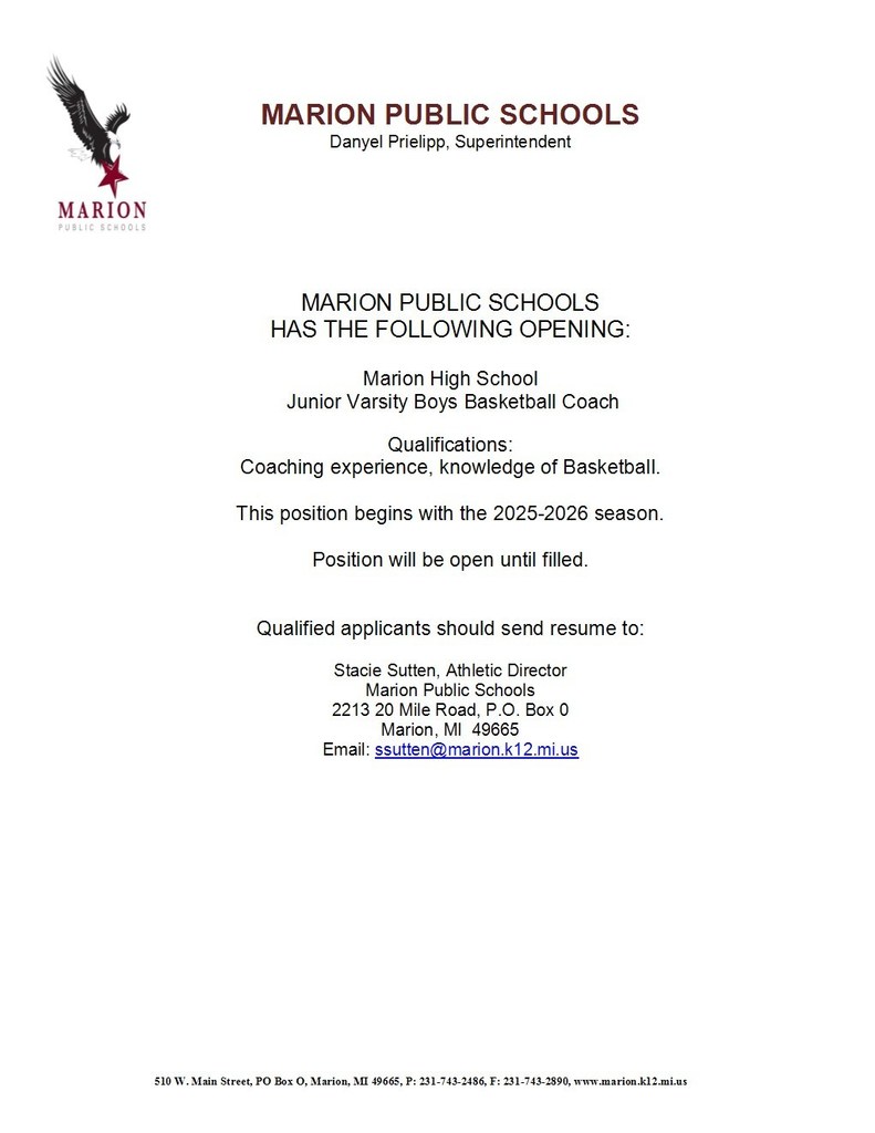 JV Boys Basketball Coach Opening Information