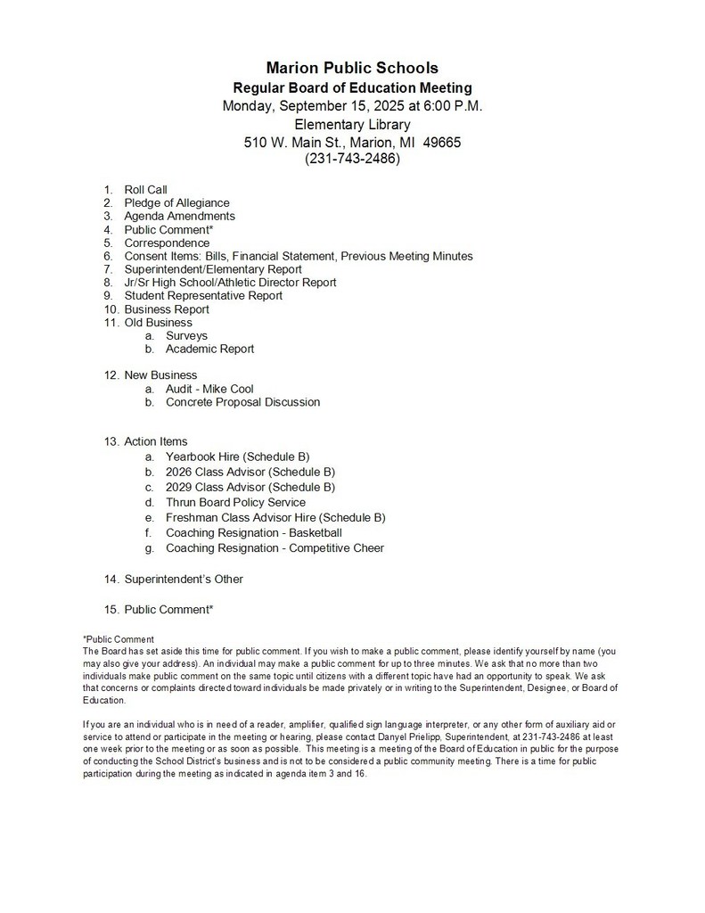 School Board Agenda