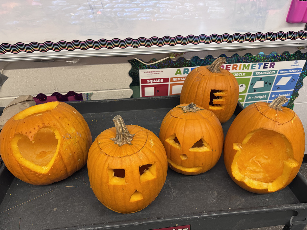 Students carving pumpkins