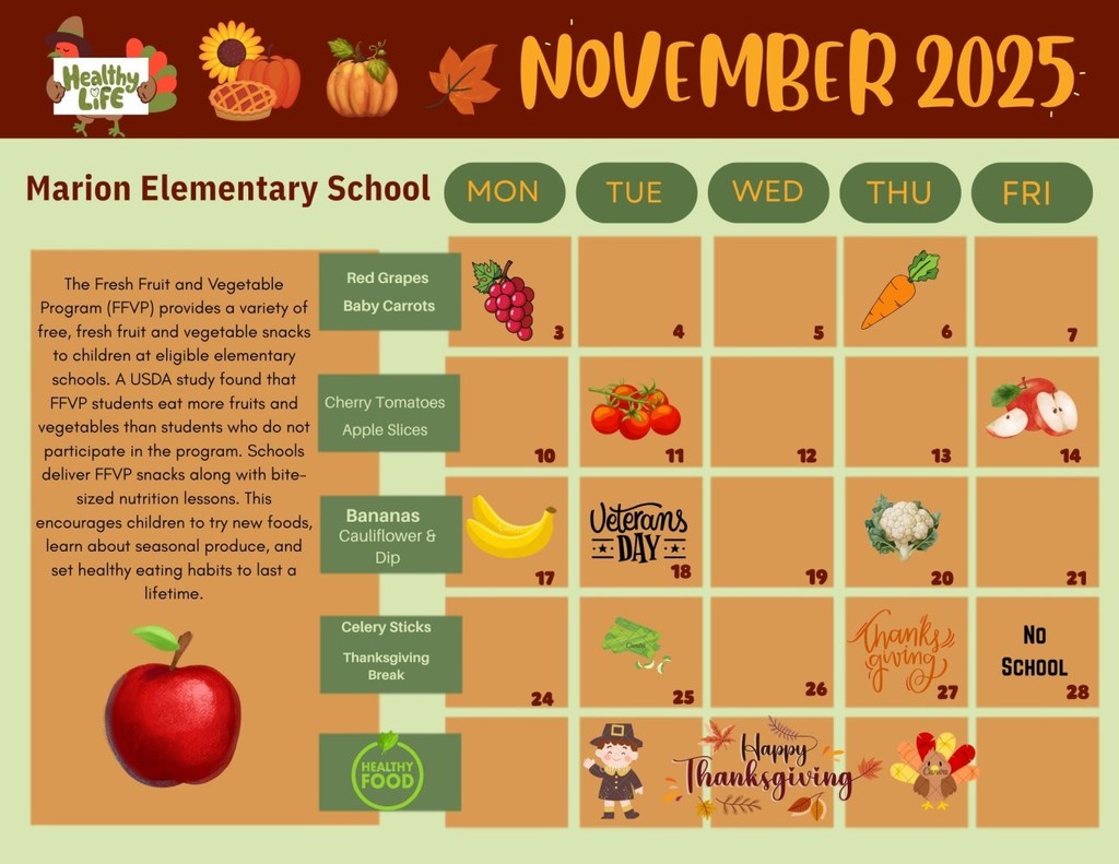 Snack Calendar for Elementary