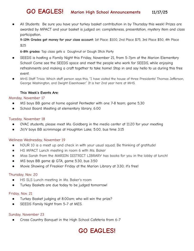 Weekly Announcements