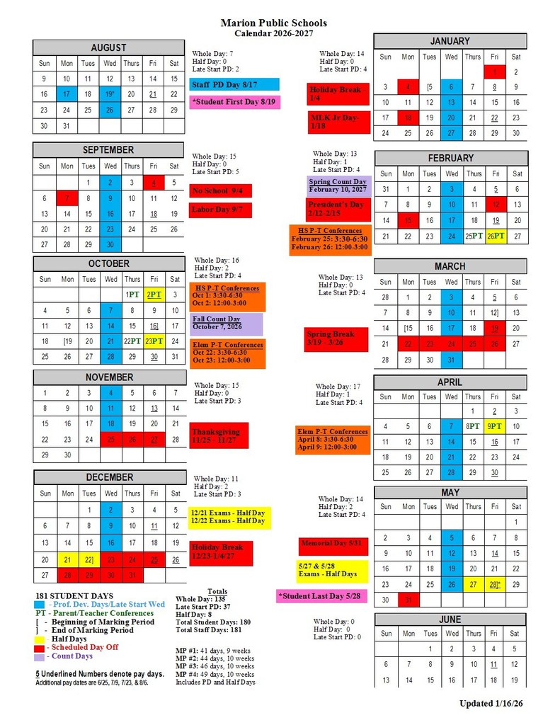 School Calendar 2026-27