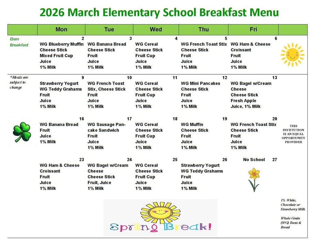 Breakfast March Menu